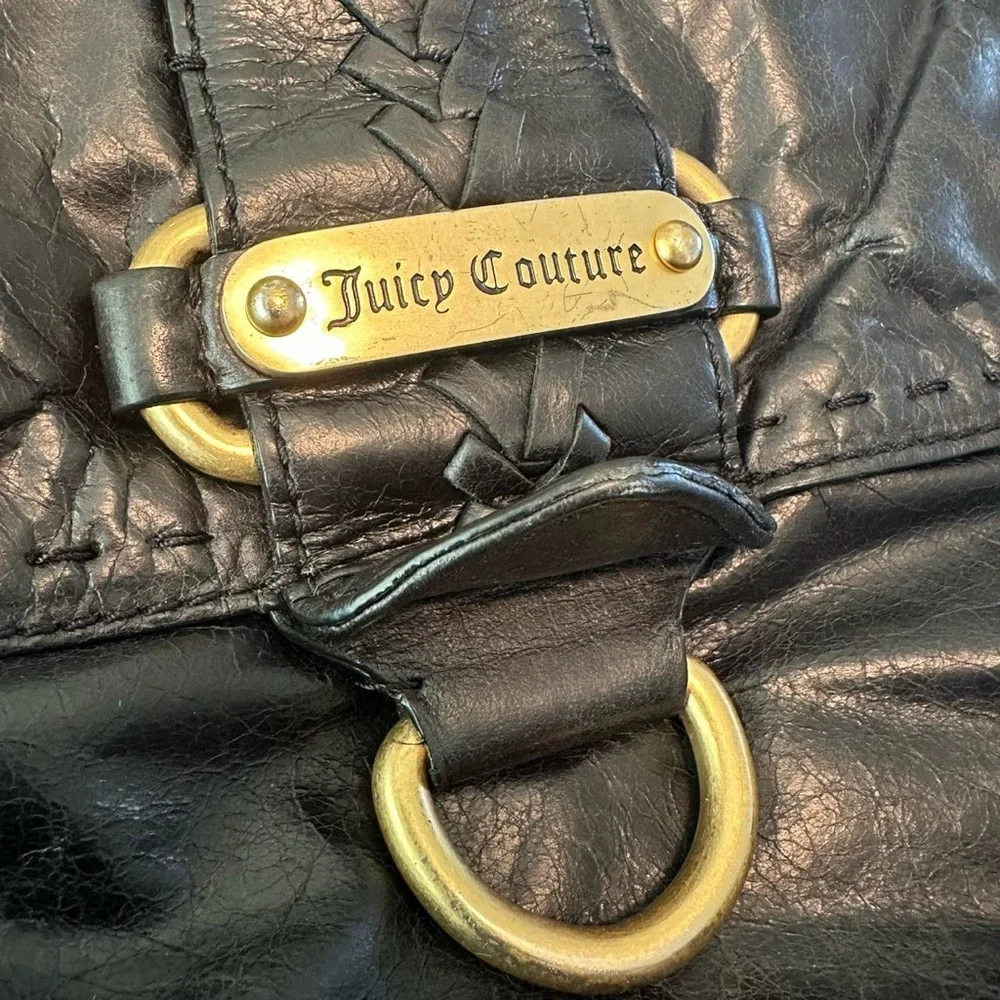 Juicy Couture Vintage Black Leather Shoulder/Crossbody Bag Y2K - Picture 2 of 8